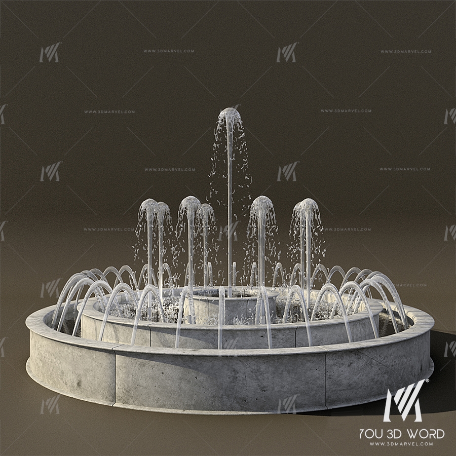 fountains VR / AR / low-poly 3d model
